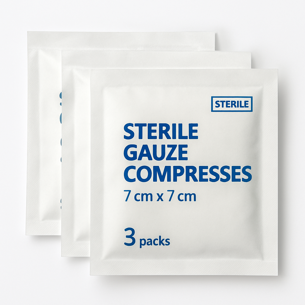 Kompresy gazowe wyjałowane 7x7 cm 3 torebki